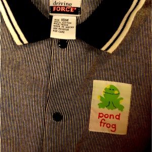 NEW…baby boys one piece suit… navy stripe .. soft cotton knit